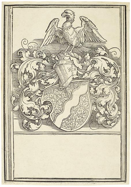 Albrecht Dürer (1471–1528) Coat of Arms of Michael Behaim, ca. 1520 Woodcut printed in black ink on laid paper 2008.61 Albrecht Dürer (1471–1528) Coat of Arms of Michael Behaim, ca. 1520