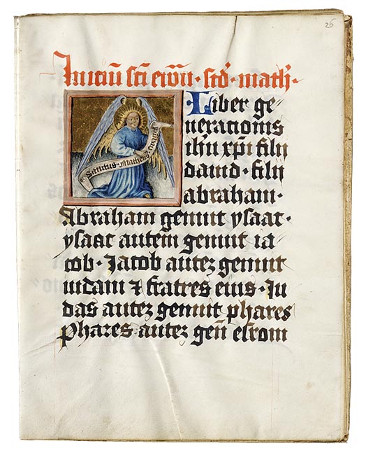 Textura script, Gospel Lectionary, Germany, Regensburg, ca. 1430–1440. Purchased by Pierpont Morgan with the Bennett Collection, 1902. MS M. 77 (fol. 26r).
