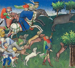 Image of Hunting Party Pursuing Wild Boar