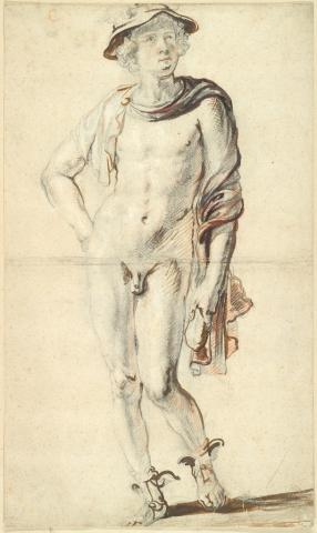 Standing male figure wearing hat