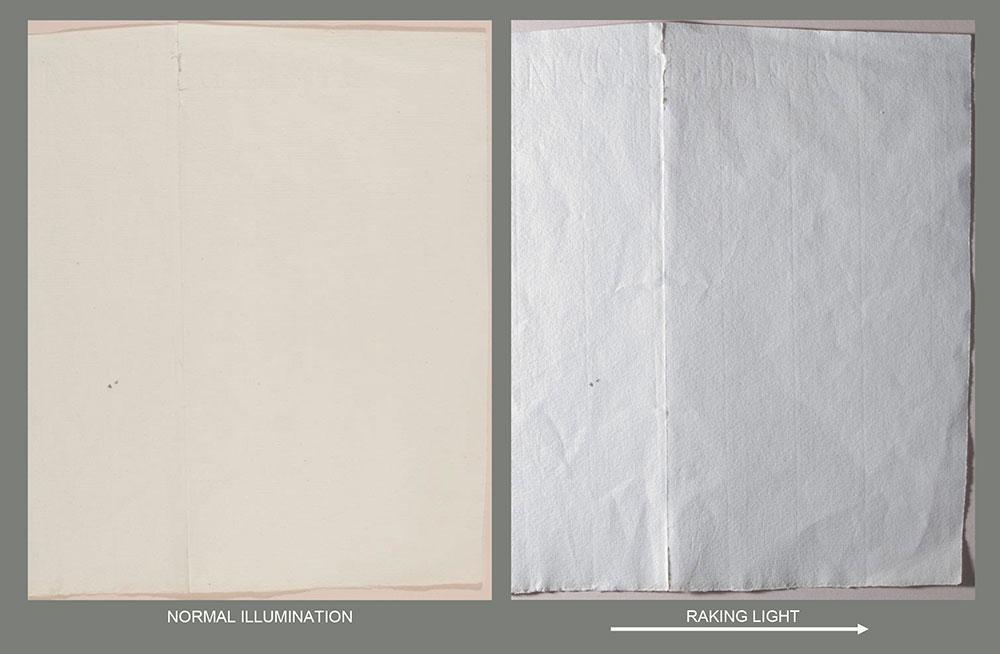 Comparison of normal illumnation and raking light