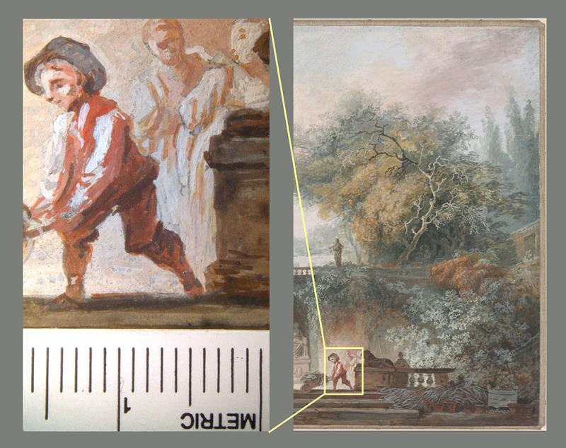 Magnified detail of Fragonard drawing